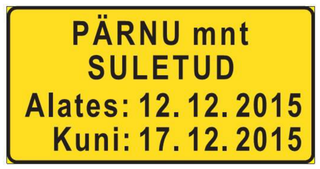 Liiklusmärk 596 — Tee sulgemise teave